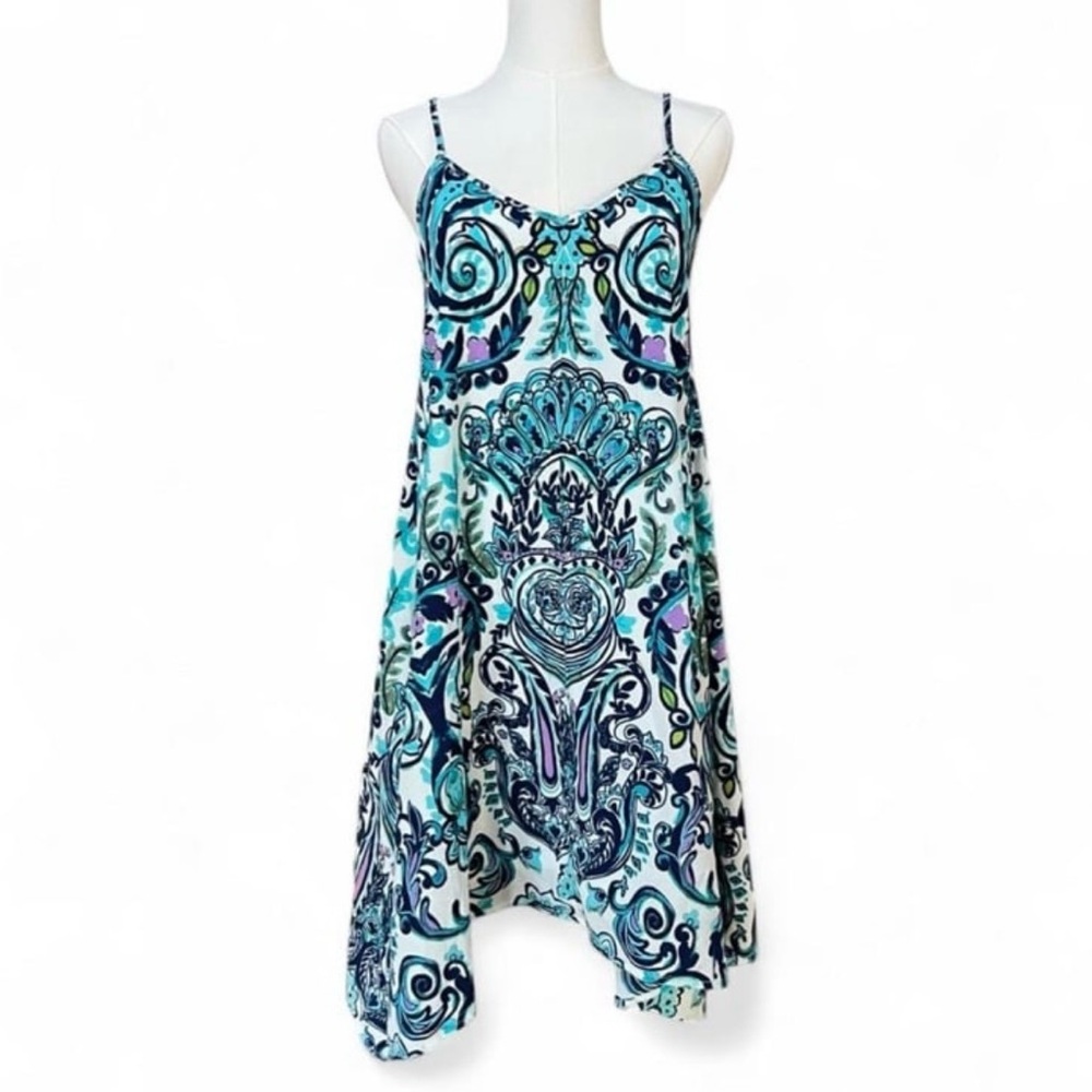 Charming Charlie Blue and White Paisley Print Dress NWT